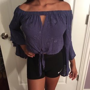 Blue off the shoulder top